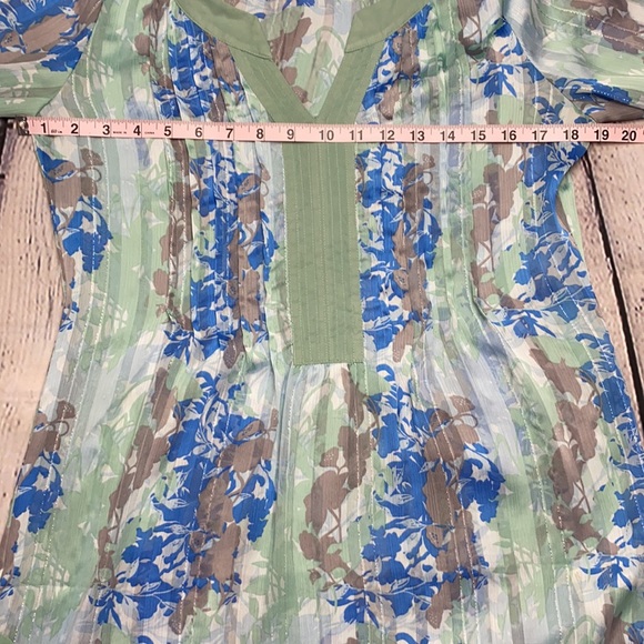 DKNY JEANS Green Floral Tunic Top Size: Medium - Picture 6 of 17